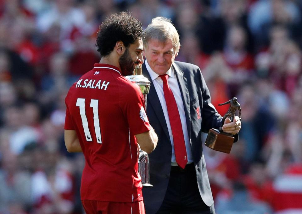  Mo Salah was presented with his award by Kenny Dalglish