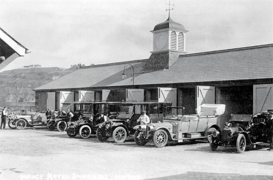  Garage accommodation at the Imperial Hotel, Hythe in around 1910. Garages became as essential component of every hotel