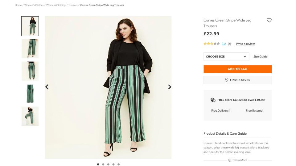  These trousers in the brand's Curves range are more expensive than their regular sized counterparts