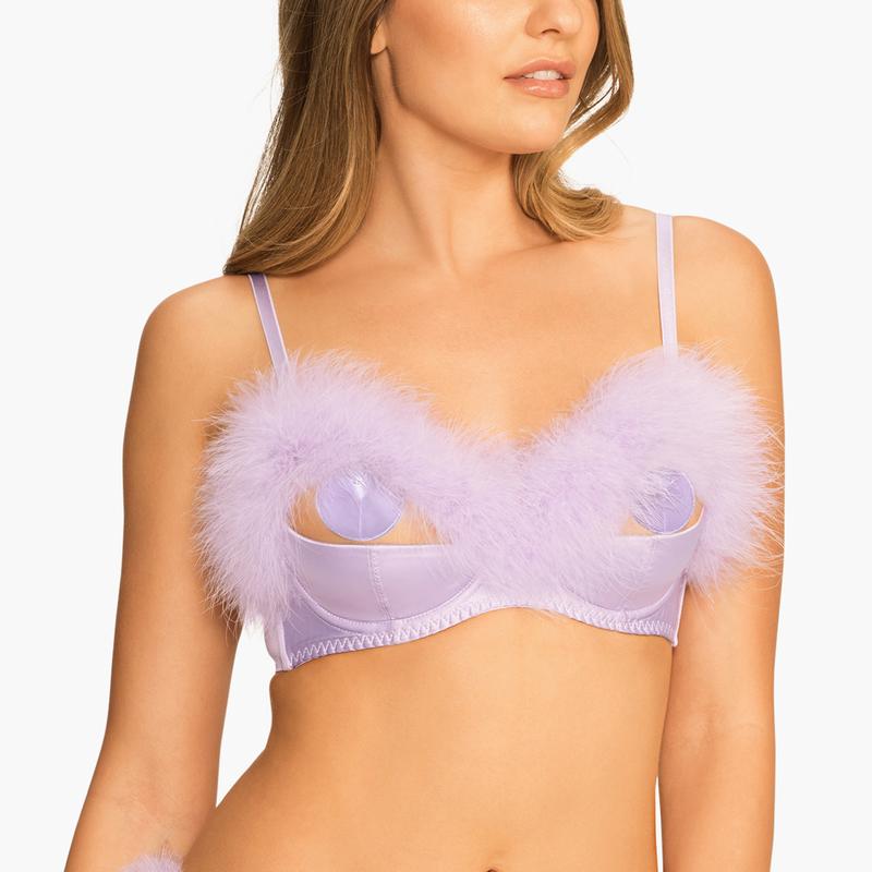 You could definitely style this purple fluffy bra for everyday wear…