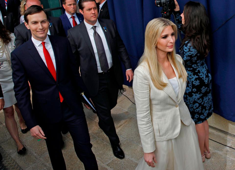  Ivanka Trump and her husband Jared Kushner arrive at the embassy opening ceremony in Jerusalem today