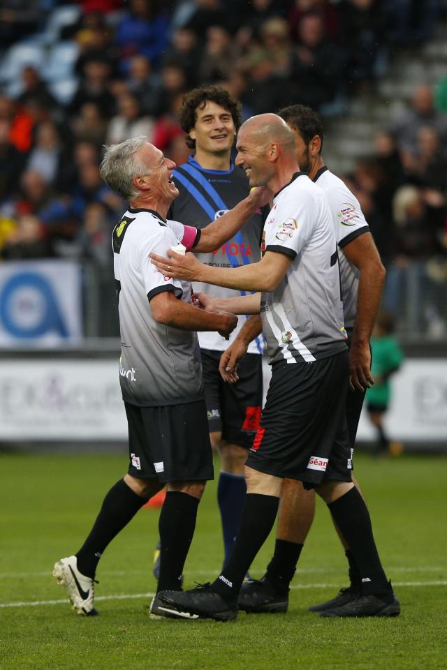  Didier Deschamps with Zinedine Zidane at a recent charity football match