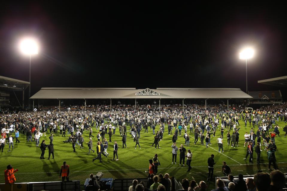  Fulham fans invaded the pitch in celebration