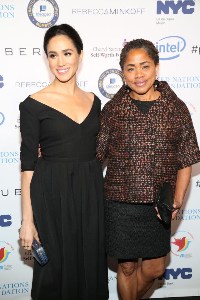  Meghan poses with mum Doria at a UN event - the pair are very close