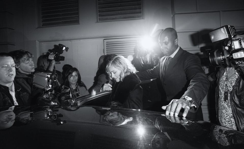  Pop star Madonna was surrounded by photographers when she exited The Dorchester in Mayfair