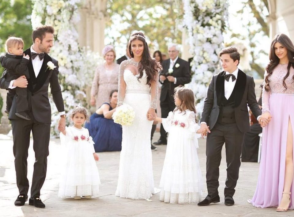  Cesc Fabregas is snapped with bride Daniella Semaan and her five children