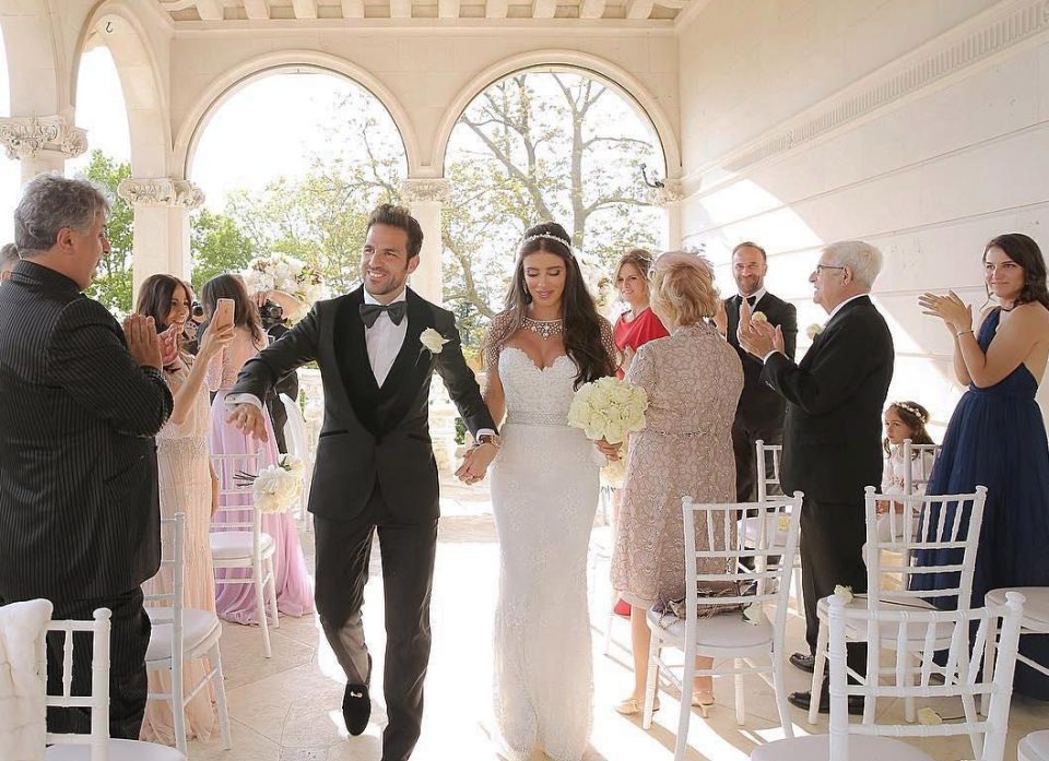  Chelsea star Cesc Fabregas makes the special walk with bride Daniella Semaan