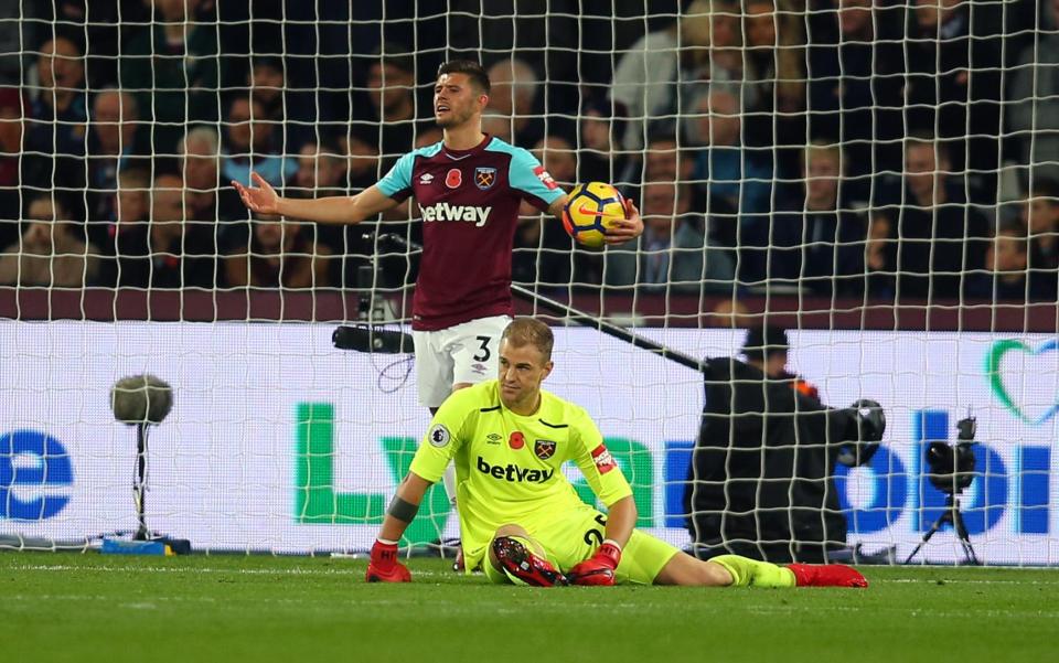  Manchester City's on-loan keeper Joe Hart suffered a poor season at West Ham