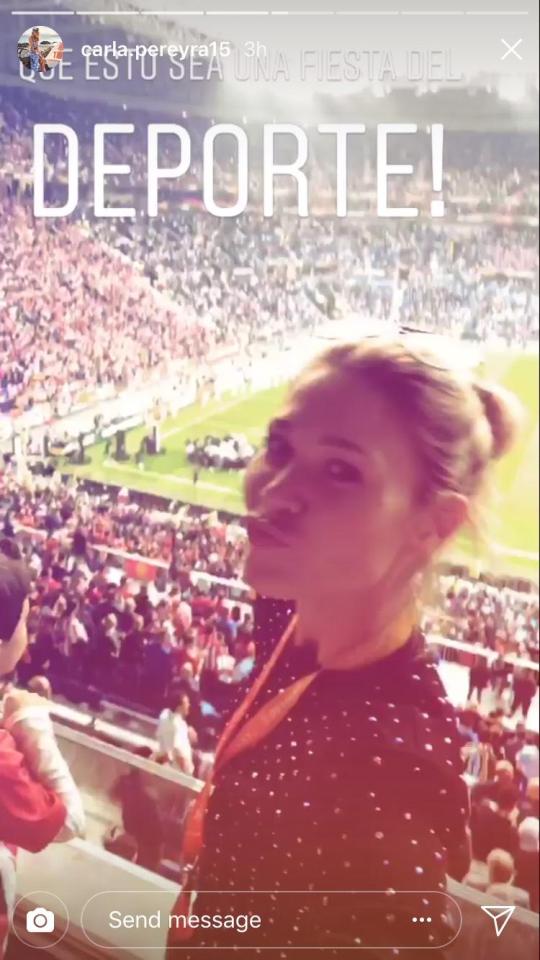  Carla Pereyra watched the Atletico Madrid win from the stands in Lyon