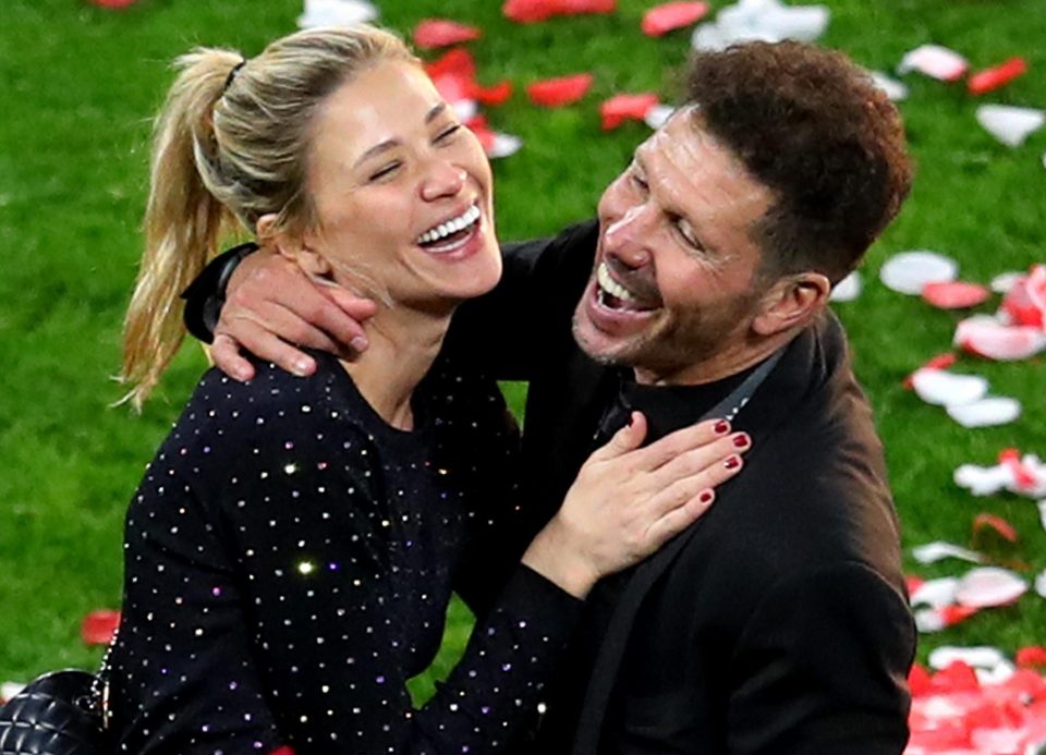  Diego Simeone and girlfriend Carla Pereyra in jubilant spirits after Europa League triumph