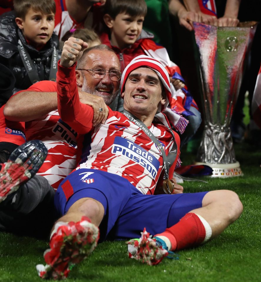 Antoine Griezmann celebrates Europa League success with Atletico team-mates