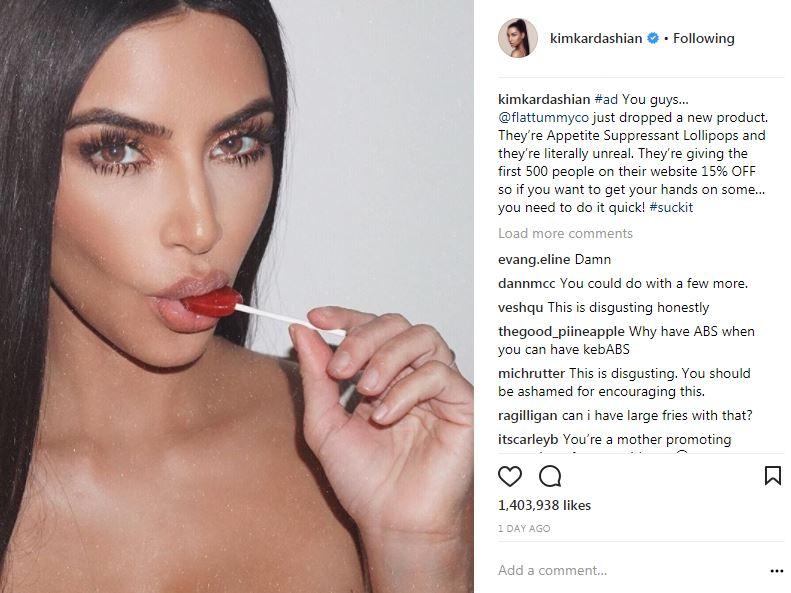  Kim has been criticised for promoting the brand