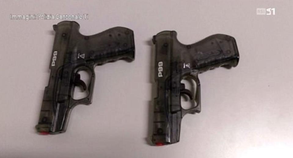  Christian had these replica guns, carried by the character in the movie, as props