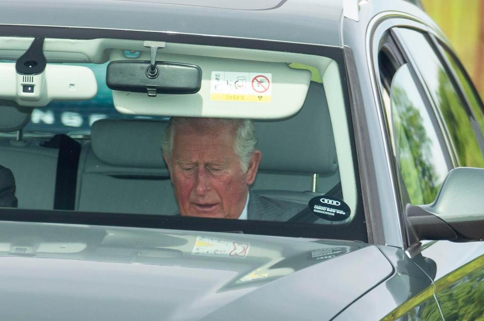  Prince Charles was seen arriving in Windsor yesterday ready to walk Meghan down the aisle