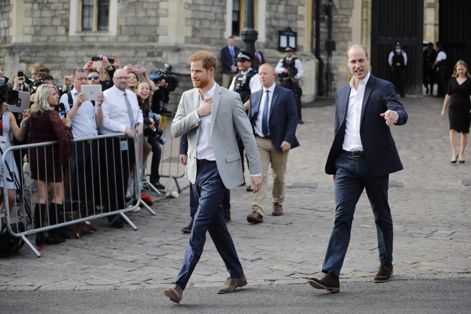  Harry and William waved to royal fans as the excitement over tomorrow's wedding reaches fever pitch