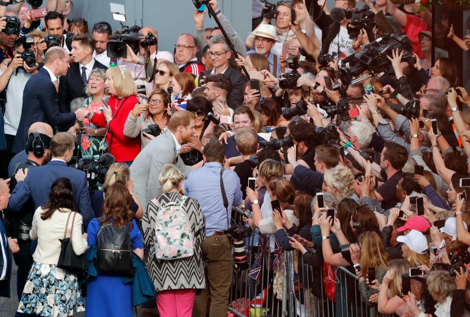  The Prince was mobbed by royal fans - many clad in Union Jack bunting