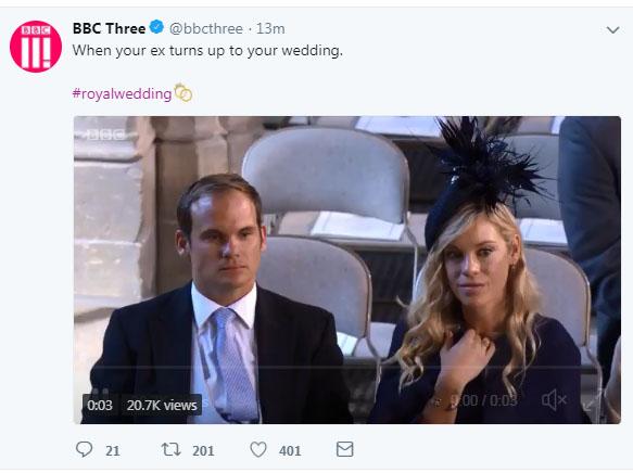  Twitter users can't help but make memes out of the guests arriving at the Royal Wedding - including this shot of Prince Harry's ex Chelsy Davy staring into space