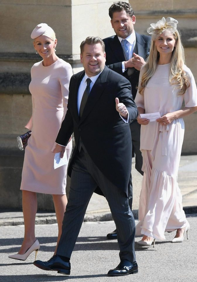  James Corden, here with his wife Julia, is reported to have been a surprise compere for the reception at Frogsmore House