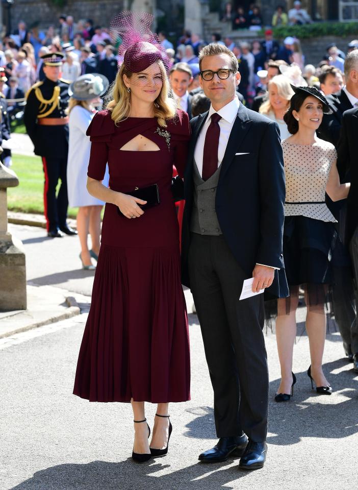  Gabriel Macht arrived for the Royal Wedding with his Jacinda Barret who wore a stunning purple gown with a delicate cut-out on the chest