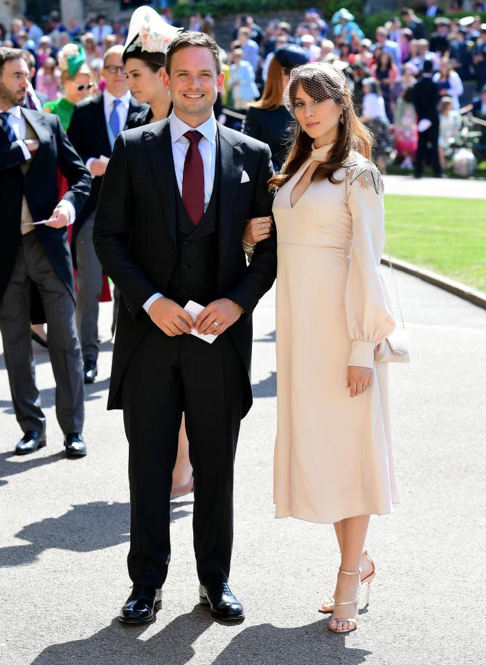  Meghan's on screen husband Patrick J. Adams poses with wife Troian Bellisario before the ceremony