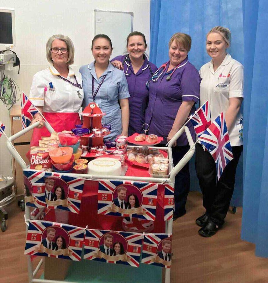 Even NHS wards are getting in on the royal festivities, decorating tea trays with pictures of the happy couple