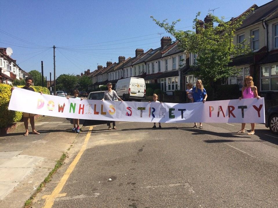 There’s no missing who is having a street party here with this big banner