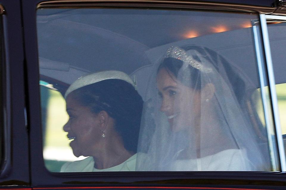  Meghan, who will become known as the Duchess of Sussex, seen arriving at the church to wed Prince Harry