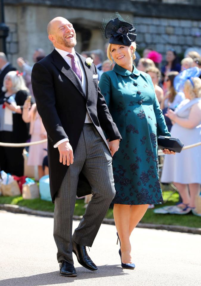  Harry's cousin Zara Tindall is seated next to the altar with husband Mike by her side