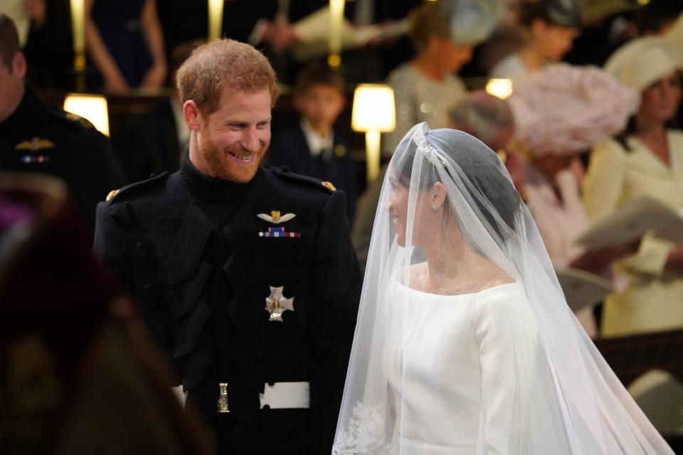  Harry beamed with delight as Meghan arrived at the altar