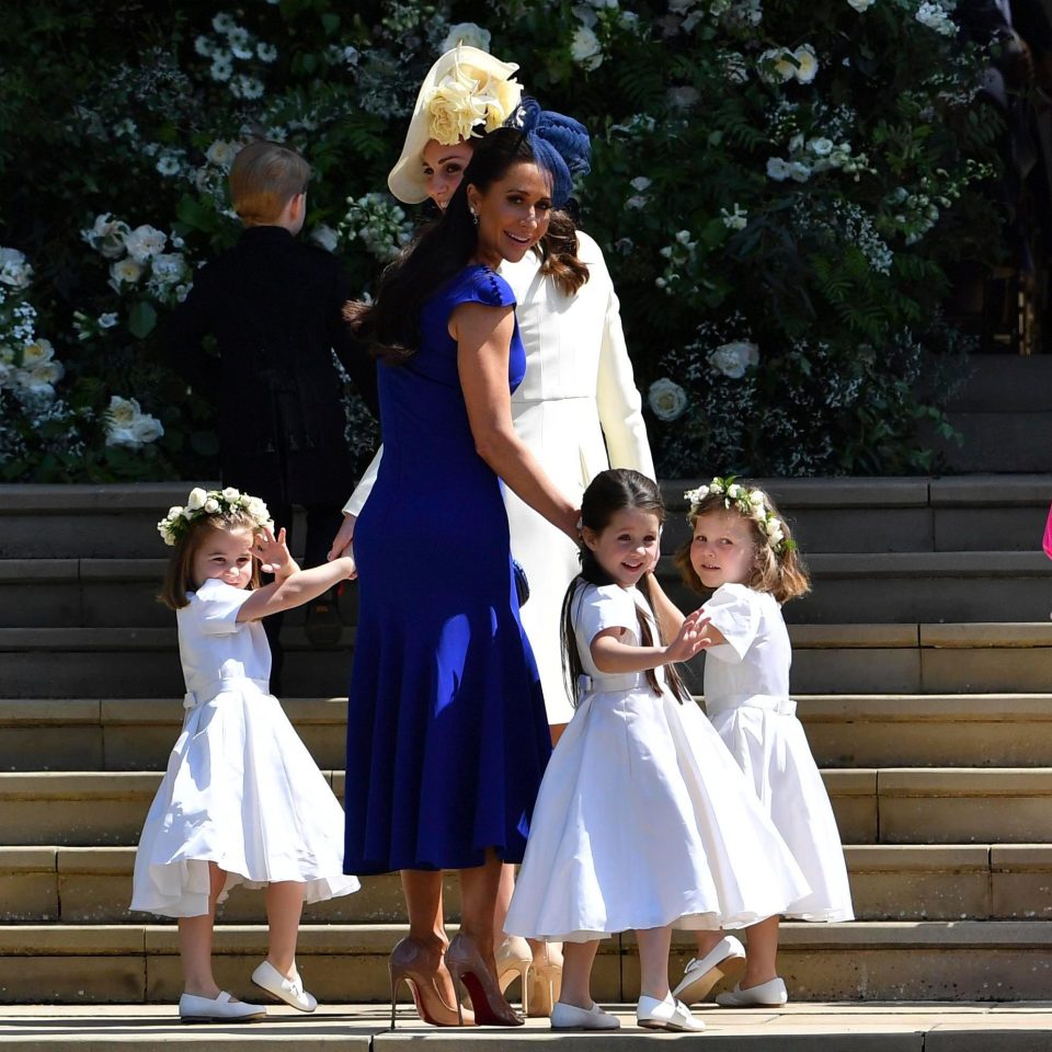  The Duchess of Cambridge walks the kids up the steps into St George's Chapel