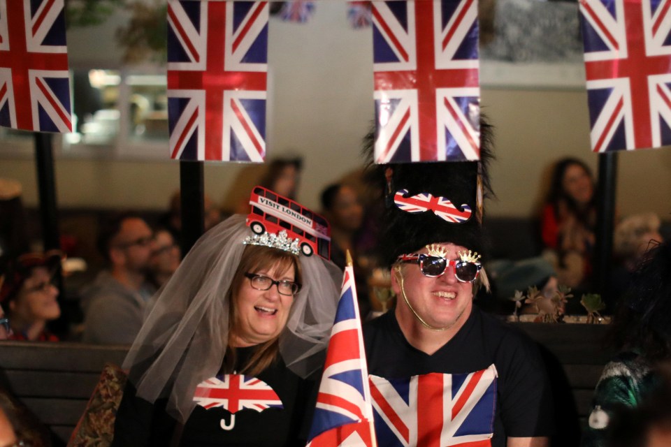 A couple appear all decked out at Hollywood pub the Cat & Fiddle