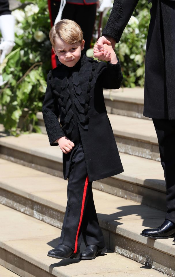  Prince George formally wore trousers for the first time at a public event at the Royal Wedding in May, but this is the first time he's been in jeans