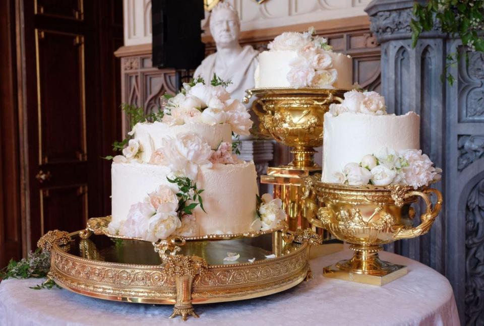  This is the stunning wedding cake that was served at Harry and Meghan's lunchtime reception