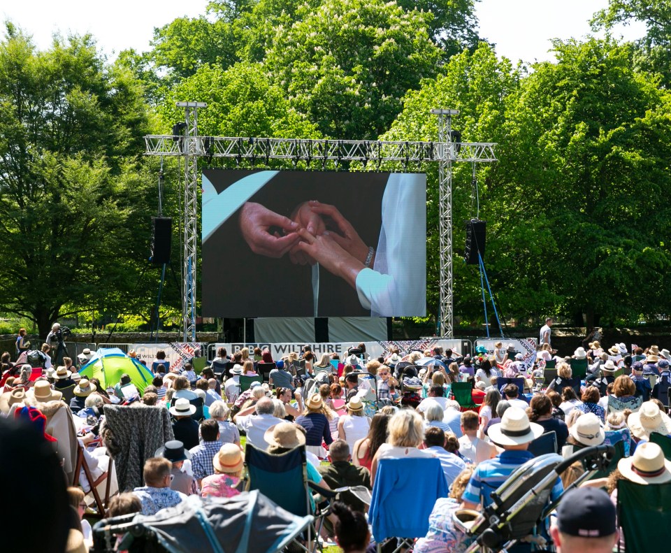 More than 2,500 people watched the Royal Wedding on a giant screen outside Salisbury Cathedral today