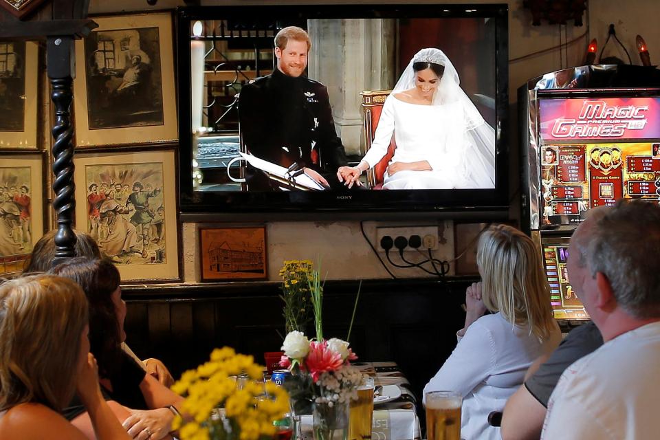  British tourists watch the wedding from Gibraltar