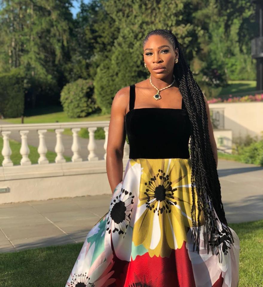  Serena Williams in a stunning large floral print dress ahead of tonight's wedding reception at Frogmore House