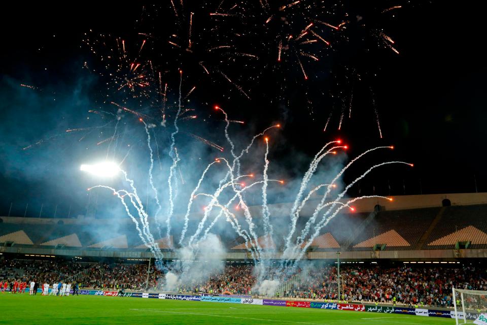  Iran's team get a warm welcome from fans at World Cup warm-up game in Tehran