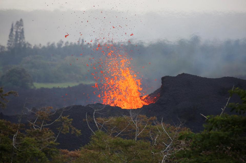  A man was hit by flying lava that was spewed out of the volcano