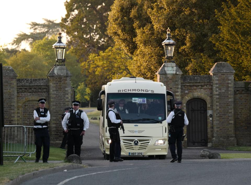  Coaches and mini vans were spotted dropping guests off at the party which took place within the 33 acres of private gardens in the grounds of Windsor Castle