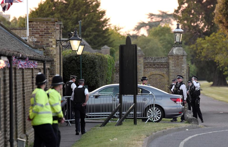  The One Fine Day actor is allowed to pass and drives into Frogmore House for the party