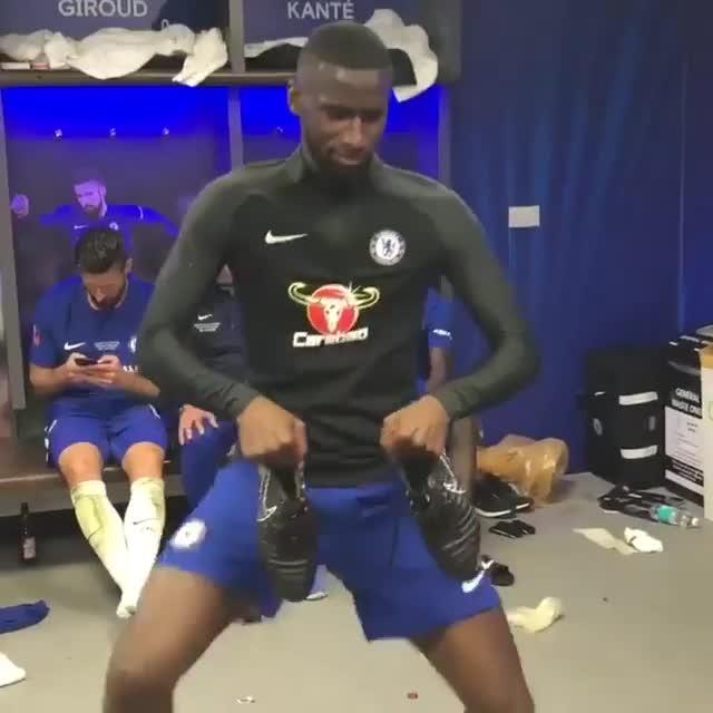  Antonio Rudiger showed off his dance moves after winning the FA Cup