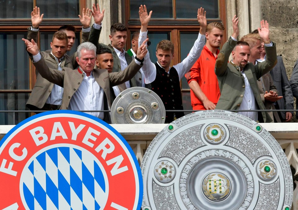 Jupp Heynckes and his Bayern team pick up the Bundesliga trophy