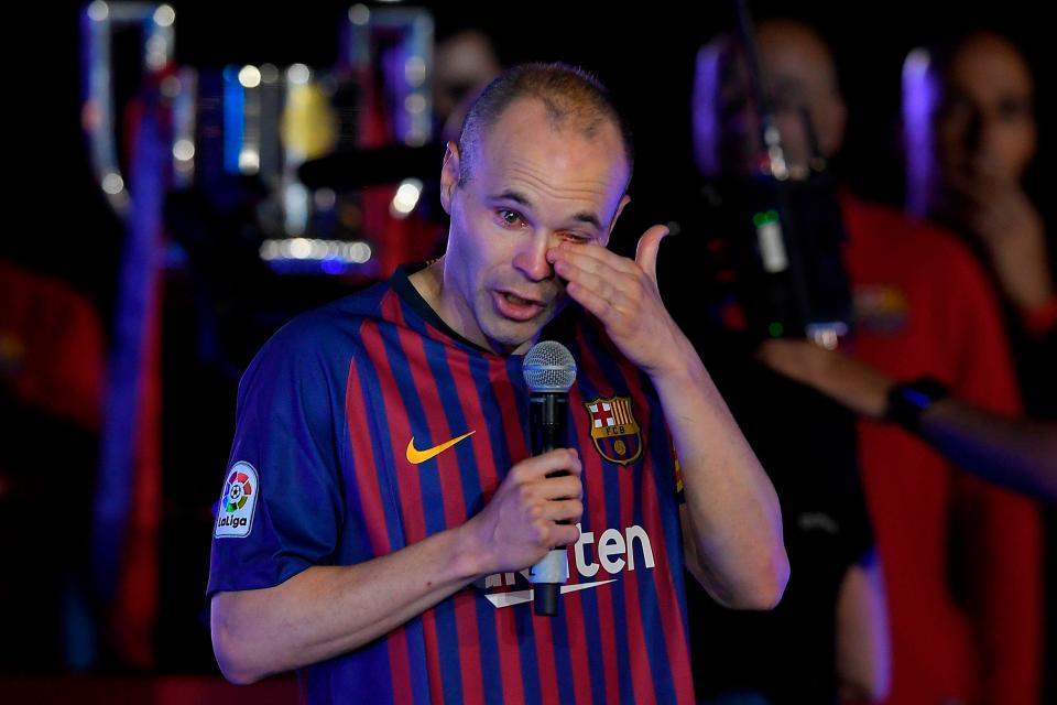  Iniesta was in tears as he said goodbye to Barca - now their sponsors Rakuten have financed his move to Japan