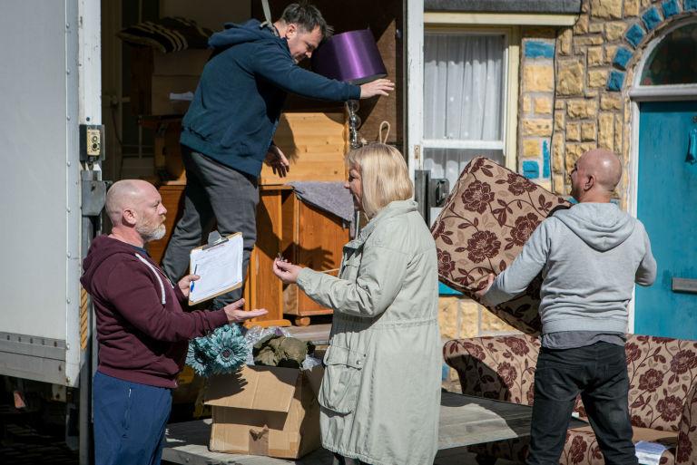  Eileen Grimshaw is left horrified to find her belongings being repossessed in tonight's Coronation Street