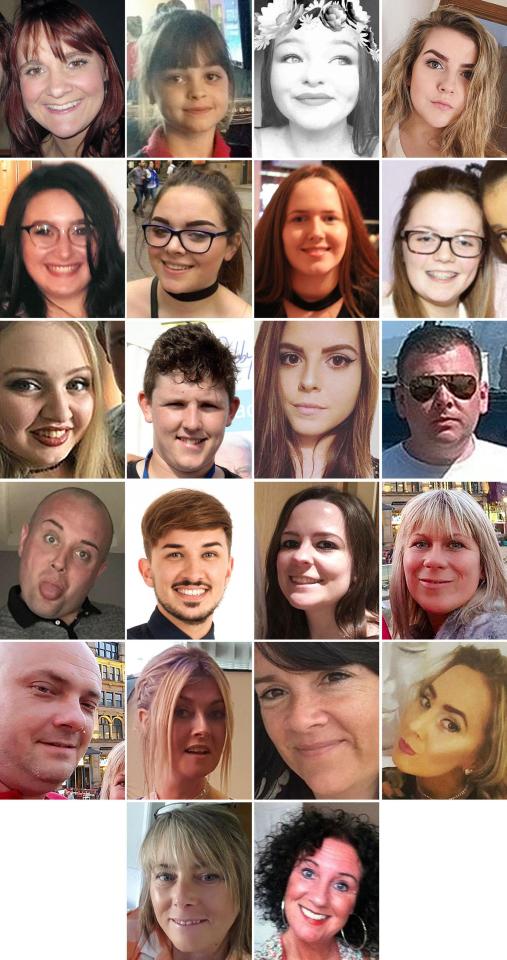  The faces of the 22 people killed in the terror attack last year