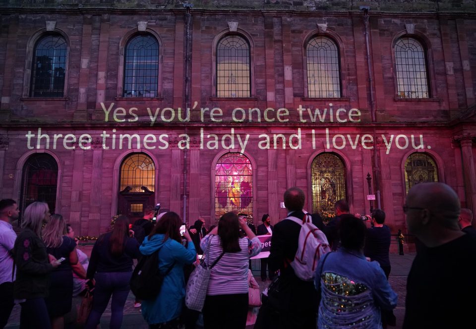  Messages of support were projected on to St Ann's Church