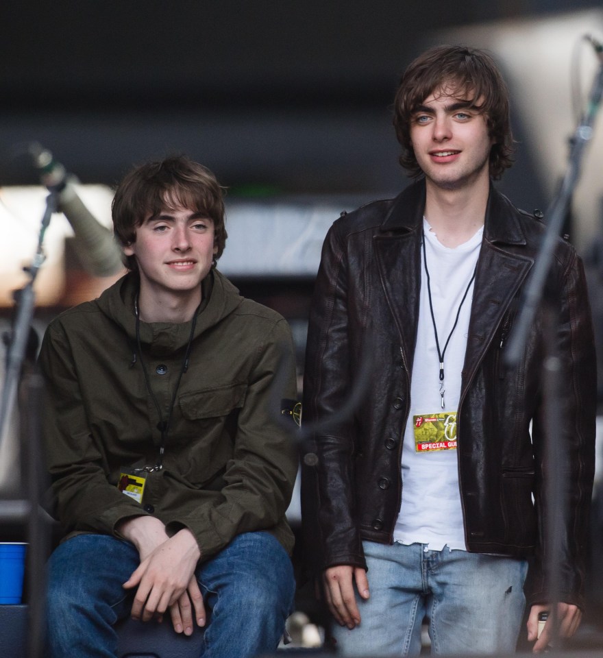 Gene, left, and Lennon were watching their dad perform last night in London