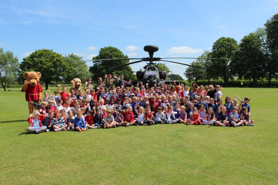 The chopper was flown into Felsted school in Essex as part of a Help for Heroes fun day