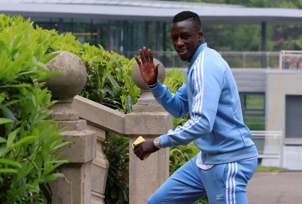  Man City star Benjamin Mendy wore 'club colours' in an all-sky blue tracksuit on Wednesday