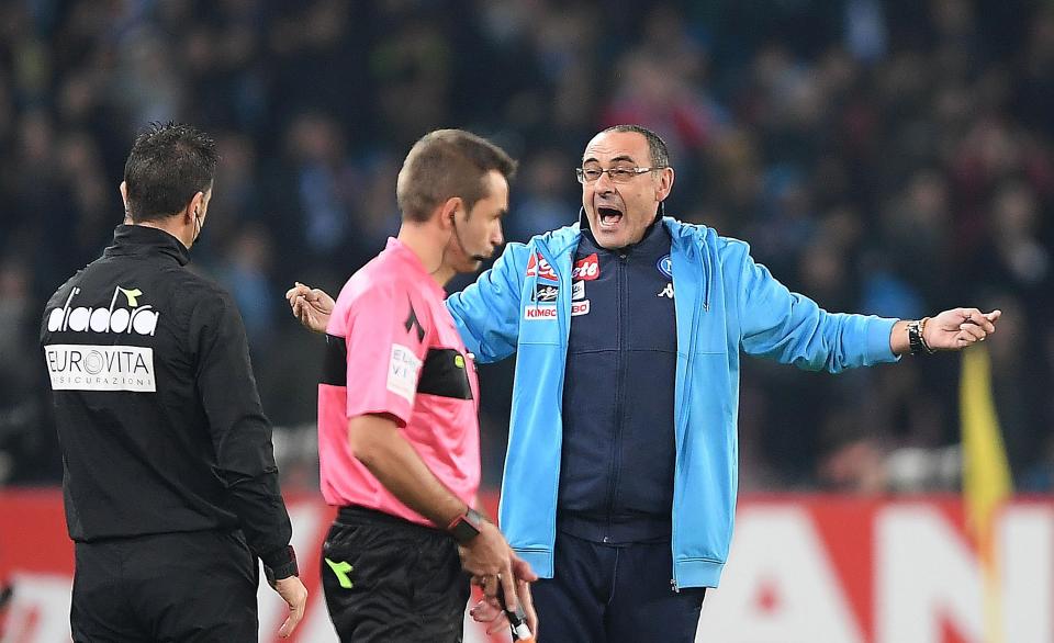  Sarri is a passionate figure on the touchline and is often seen getting into arguments with officials